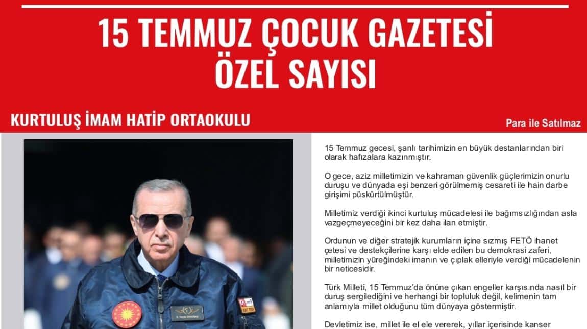 15 Temmuz Çocuk Gazetesi Özel Sayısı 